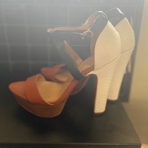 Heels White Tan Navy Blue 3-4”